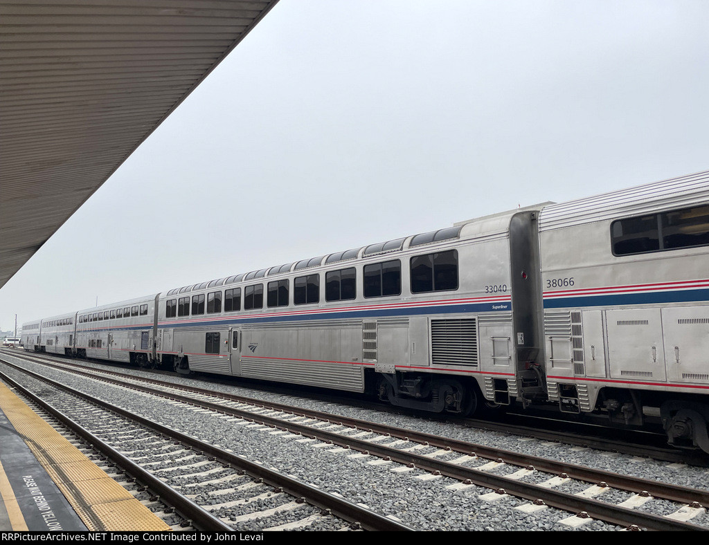 Superliner Coaches and Sightseeer Lounge on Amtrak Coast Starlight Train # 14 